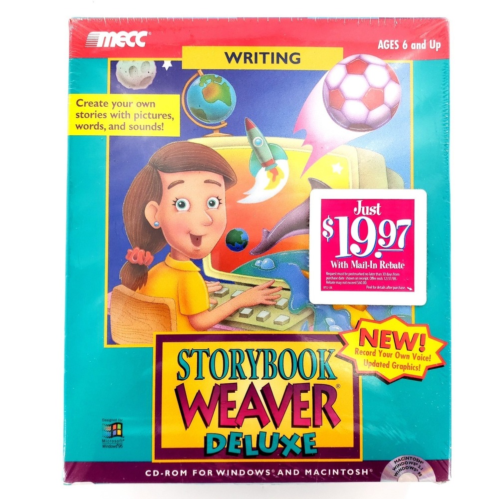 Mecc Storybook Weaver Deluxe Big Box Software CD Windows Mac 1996 New Sealed